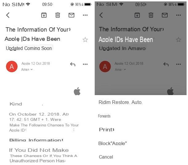 Comment bloquer les e-mails sur iPhone