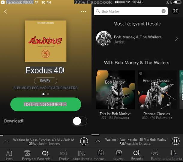 Aplicación para escuchar música en iPhone