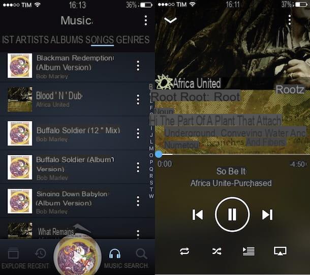 Aplicación para escuchar música en iPhone