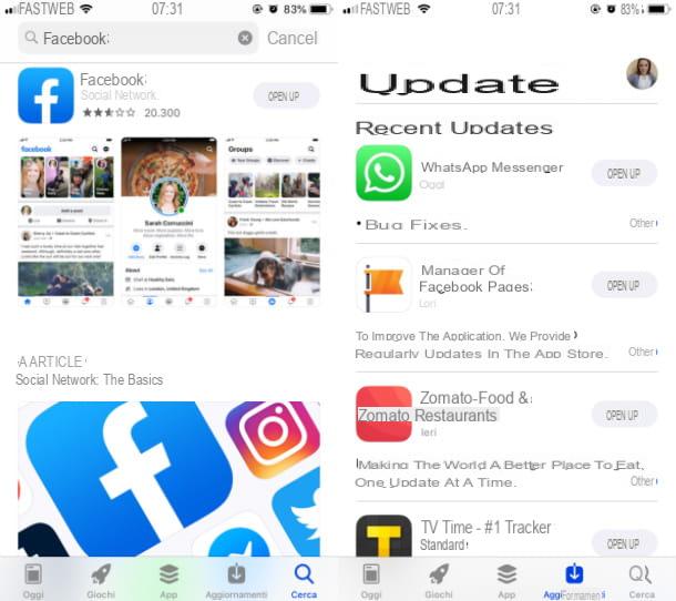 Cómo actualizar Facebook en iPhone